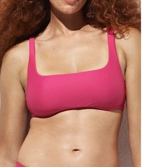 J. Crew Bright Pink squareneck bikini top Size XL New- tags detached - Picture 2 of 6